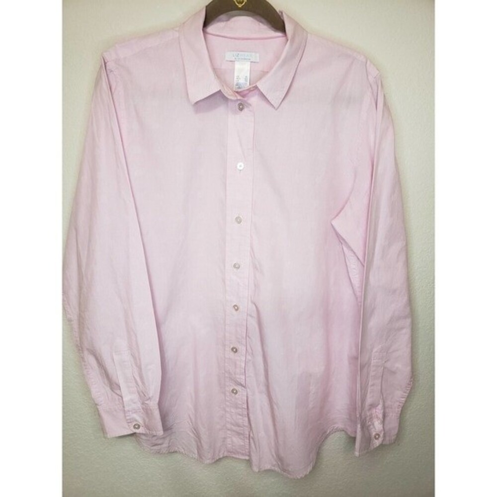 Liz Claiborne Pink & White Checked Button Shirt With White Dots - XL Lizwear